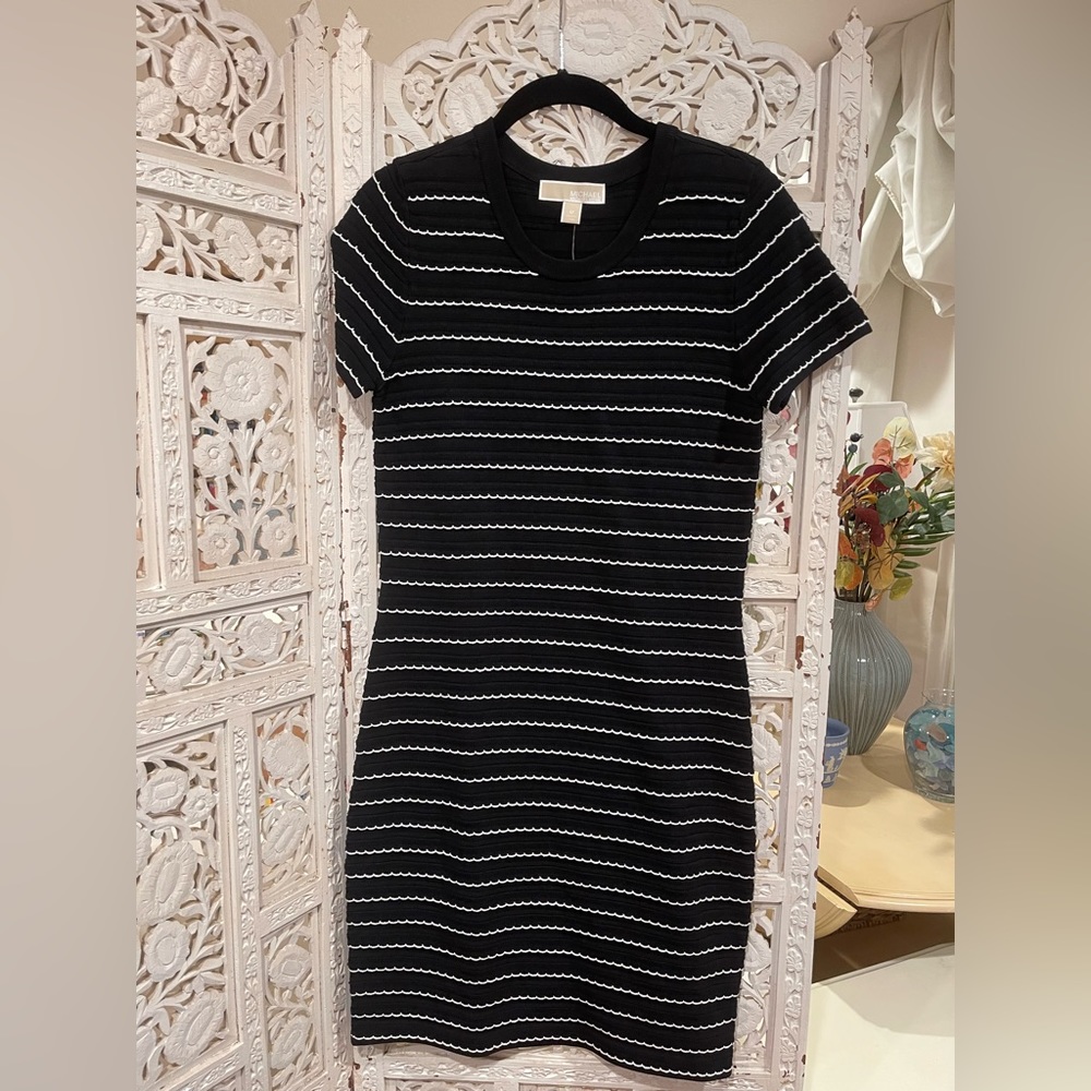 Stretch Black and White Stripe Michael Kors Dress!